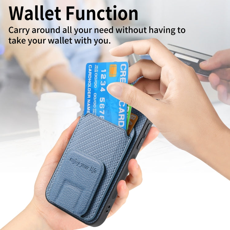 Carbon Fiber Card Bag Fold Stand Phone Case, For iPhone 14 Pro Max, For iPhone 7 / 8 / SE 2022, For iPhone 13 Pro Max, For iPhone 13 Pro