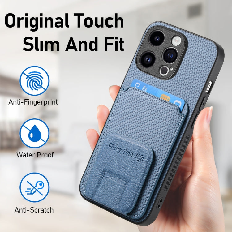 Carbon Fiber Card Bag Fold Stand Phone Case, For iPhone 14 Pro Max, For iPhone 7 / 8 / SE 2022, For iPhone 13 Pro Max, For iPhone 13 Pro