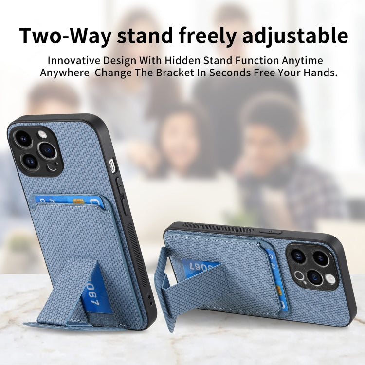 Carbon Fiber Card Bag Fold Stand Phone Case, For iPhone 14 Pro Max, For iPhone 7 / 8 / SE 2022, For iPhone 13 Pro Max, For iPhone 13 Pro