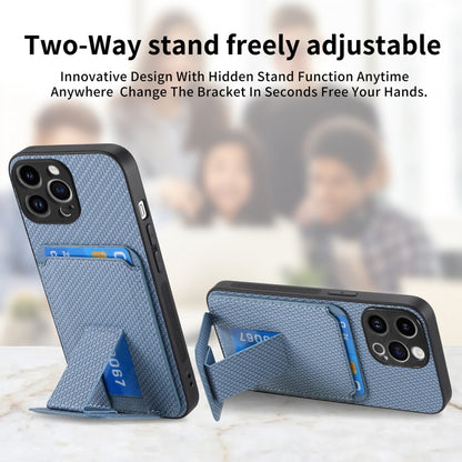 Carbon Fiber Card Bag Fold Stand Phone Case, For iPhone 14 Pro Max, For iPhone 7 / 8 / SE 2022, For iPhone 13 Pro Max, For iPhone 13 Pro