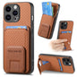 Carbon Fiber Card Bag Fold Stand Phone Case, For iPhone 14 Pro Max, For iPhone 7 / 8 / SE 2022, For iPhone 13 Pro Max, For iPhone 13 Pro