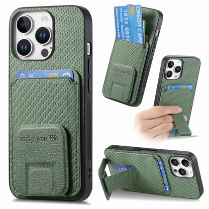 Carbon Fiber Card Bag Fold Stand Phone Case, For iPhone Air, For iPhone 16 Pro Max, For iPhone 16 Pro, For iPhone 16 Plus