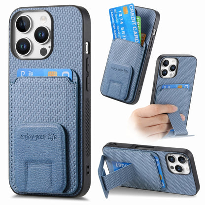 Carbon Fiber Card Bag Fold Stand Phone Case, For iPhone Air, For iPhone 16 Pro Max, For iPhone 16 Pro, For iPhone 16 Plus