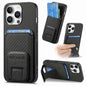 Carbon Fiber Card Bag Fold Stand Phone Case, For iPhone Air, For iPhone 16 Pro Max, For iPhone 16 Pro, For iPhone 16 Plus