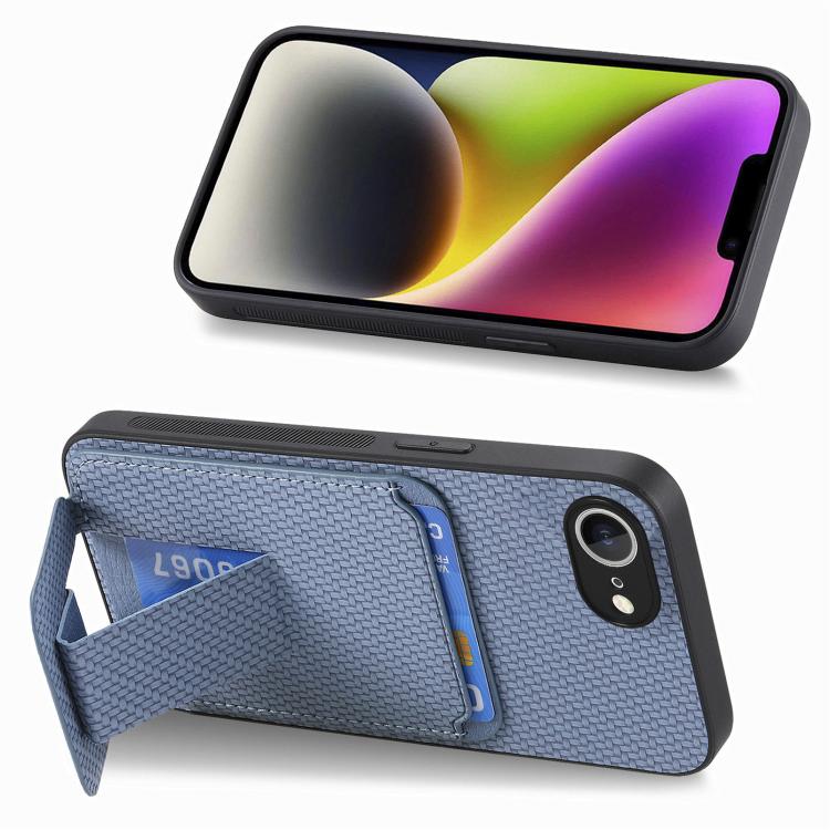 Carbon Fiber Card Bag Fold Stand Phone Case