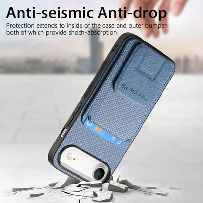 Carbon Fiber Card Bag Fold Stand Phone Case, For iPhone Air, For iPhone 16 Pro Max, For iPhone 16 Pro, For iPhone 16 Plus