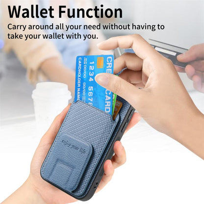 Carbon Fiber Card Bag Fold Stand Phone Case, For iPhone Air, For iPhone 16 Pro Max, For iPhone 16 Pro, For iPhone 16 Plus