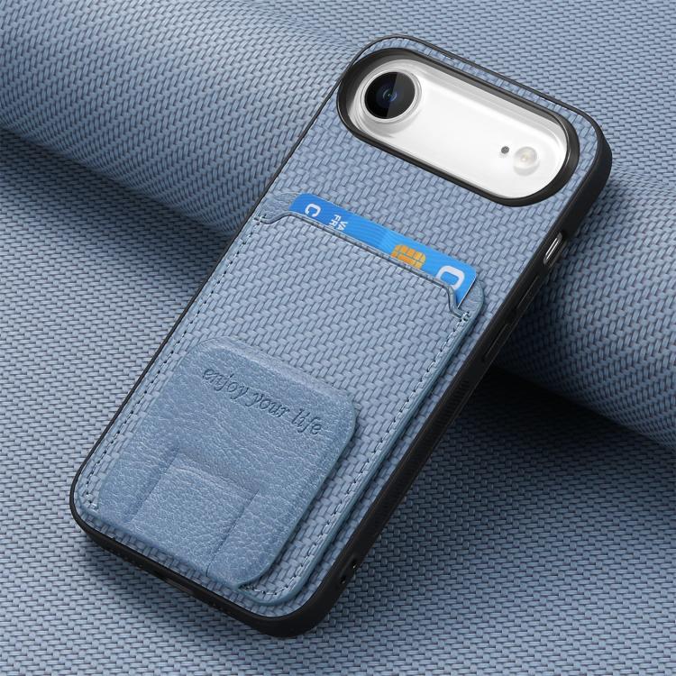 Carbon Fiber Card Bag Fold Stand Phone Case, For iPhone Air, For iPhone 16 Pro Max, For iPhone 16 Pro, For iPhone 16 Plus