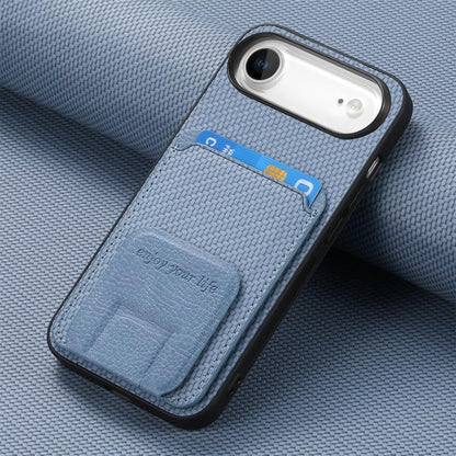 Carbon Fiber Card Bag Fold Stand Phone Case, For iPhone Air, For iPhone 16 Pro Max, For iPhone 16 Pro, For iPhone 16 Plus