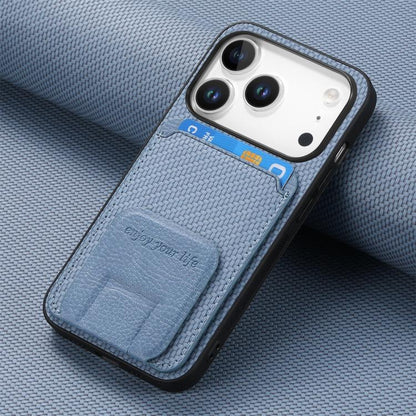 Carbon Fiber Card Bag Fold Stand Phone Case