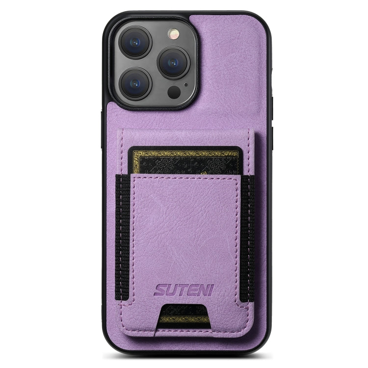 Suteni H03 Litchi Leather Card Bag Stand Back Phone Case, For iPhone 16, For iPhone 15 Pro Max, For iPhone 15 Pro, For iPhone 15 Plus