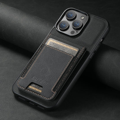 Suteni H03 Litchi Leather Card Bag Stand Back Phone Case, For iPhone 14 Pro Max, For iPhone 13 Pro Max, For iPhone 13 Pro, For iPhone 13