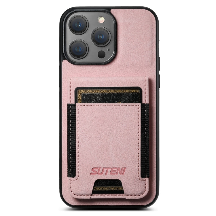 Suteni H03 Litchi Leather Card Bag Stand Back Phone Case, For iPhone 14 Pro Max, For iPhone 13 Pro Max, For iPhone 13 Pro, For iPhone 13