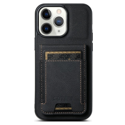 Suteni H03 Litchi Leather Card Bag Stand Back Phone Case, For iPhone 11 Pro