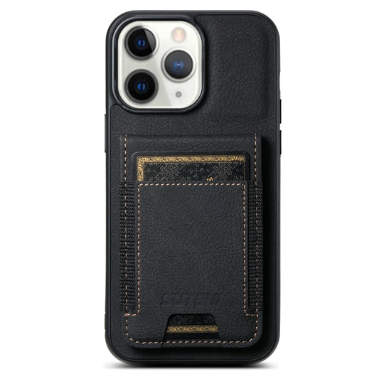 Suteni H03 Litchi Leather Card Bag Stand Back Phone Case, For iPhone 11 Pro