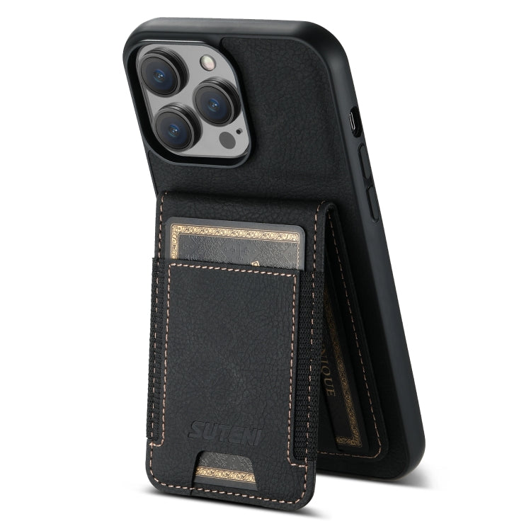 Suteni H03 Litchi Leather Card Bag Stand Back Phone Case, For iPhone 11 Pro