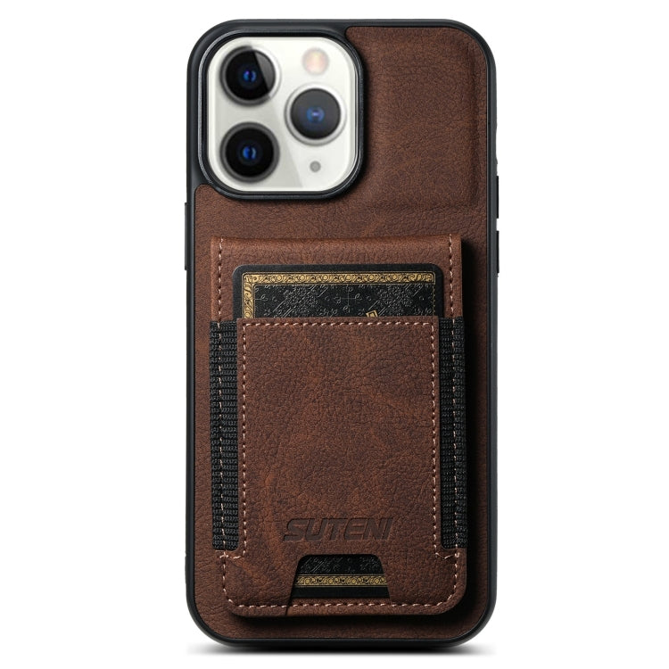 Suteni H03 Litchi Leather Card Bag Stand Back Phone Case, For iPhone 11 Pro