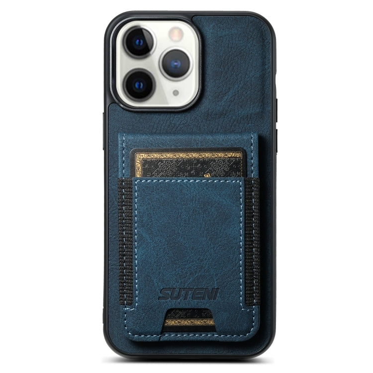 Suteni H03 Litchi Leather Card Bag Stand Back Phone Case, For iPhone 11 Pro