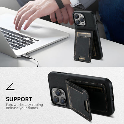 Suteni H03 Litchi Leather Card Bag Stand Back Phone Case, For iPhone 16, For iPhone 15 Pro Max, For iPhone 15 Pro, For iPhone 15 Plus