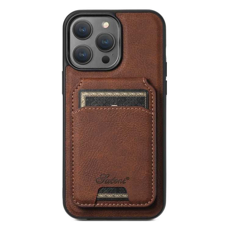 Suteni H17 Litchi Texture Leather MagSafe Detachable Wallet Phone Case, For iPhone 16 Pro, For iPhone 16 Plus, For iPhone 16, For iPhone 15 Pro Max, For iPhone 15 Pro, For iPhone 15 Plus