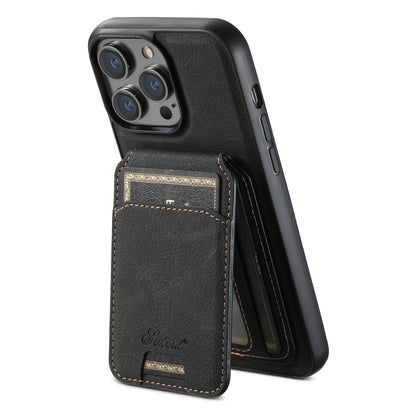 Suteni H17 Litchi Texture Leather MagSafe Detachable Wallet Phone Case, For iPhone 15, For iPhone 14 Plus, For iPhone 14, For iPhone 14 Pro, For iPhone 14 Pro Max, For iPhone 13 Pro Max