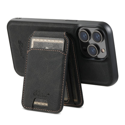 Suteni H17 Litchi Texture Leather MagSafe Detachable Wallet Phone Case, For iPhone 15, For iPhone 14 Plus, For iPhone 14, For iPhone 14 Pro, For iPhone 14 Pro Max, For iPhone 13 Pro Max
