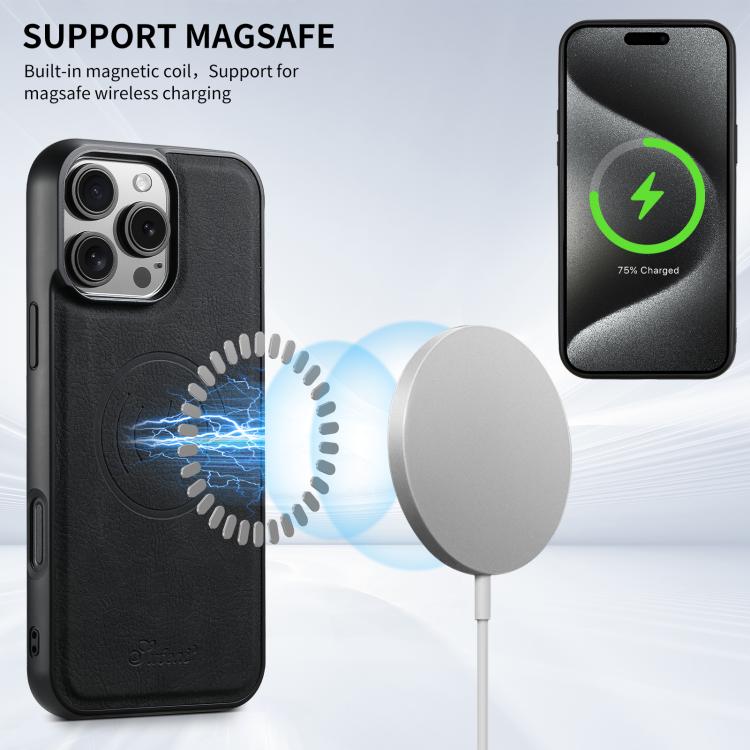 Suteni H17 Litchi Texture Leather MagSafe Detachable Wallet Phone Case, For iPhone 17e / 16e, For iPhone 17 Pro Max, For iPhone 17 Pro, For iPhone 17, For iPhone Air, For iPhone 16 Pro Max