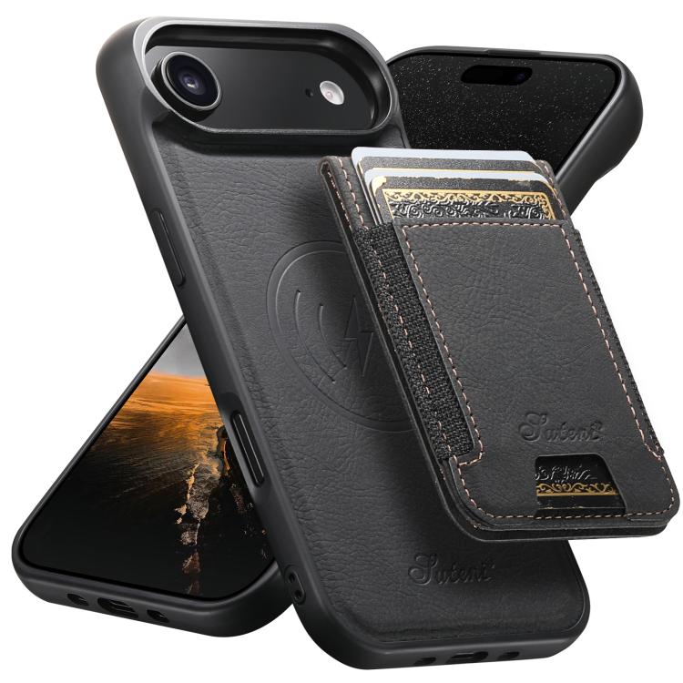 Suteni H17 Litchi Texture Leather MagSafe Detachable Wallet Phone Case, For iPhone 17e / 16e, For iPhone 17 Pro Max, For iPhone 17 Pro, For iPhone 17, For iPhone Air, For iPhone 16 Pro Max