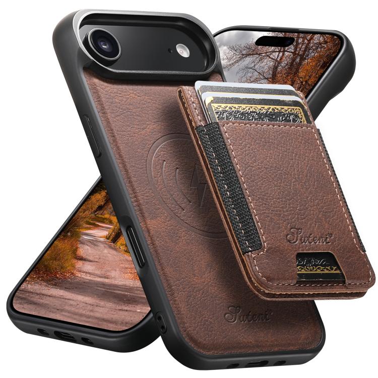 Suteni H17 Litchi Texture Leather MagSafe Detachable Wallet Phone Case, For iPhone 17e / 16e, For iPhone 17 Pro Max, For iPhone 17 Pro, For iPhone 17, For iPhone Air, For iPhone 16 Pro Max