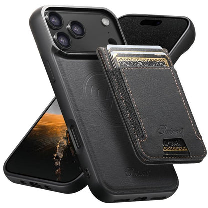 Suteni H17 Litchi Texture Leather MagSafe Detachable Wallet Phone Case, For iPhone 18, For iPhone 18 Pro, For iPhone 18 Pro Max, For iPhone 17 Pro Max, For iPhone 17 Pro, For iPhone 17