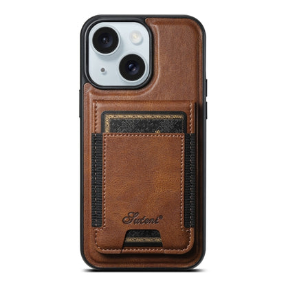 Suteni H17 Oil Eax Leather MagSafe Detachable Wallet Phone Case, For iPhone 15, For iPhone 14 Plus, For iPhone 14, For iPhone 14 Pro