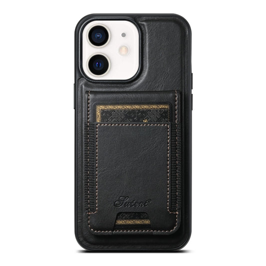 Suteni H17 Oil Eax Leather MagSafe Detachable Wallet Phone Case, For iPhone 12, For iPhone 12 Pro Max, For iPhone 12 Pro