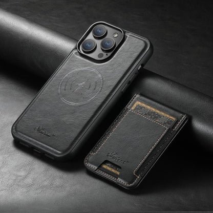 Suteni H17 Oil Eax Leather MagSafe Detachable Wallet Phone Case, For iPhone 17e / 16e, For iPhone 17 Pro Max, For iPhone 17 Pro, For iPhone 17