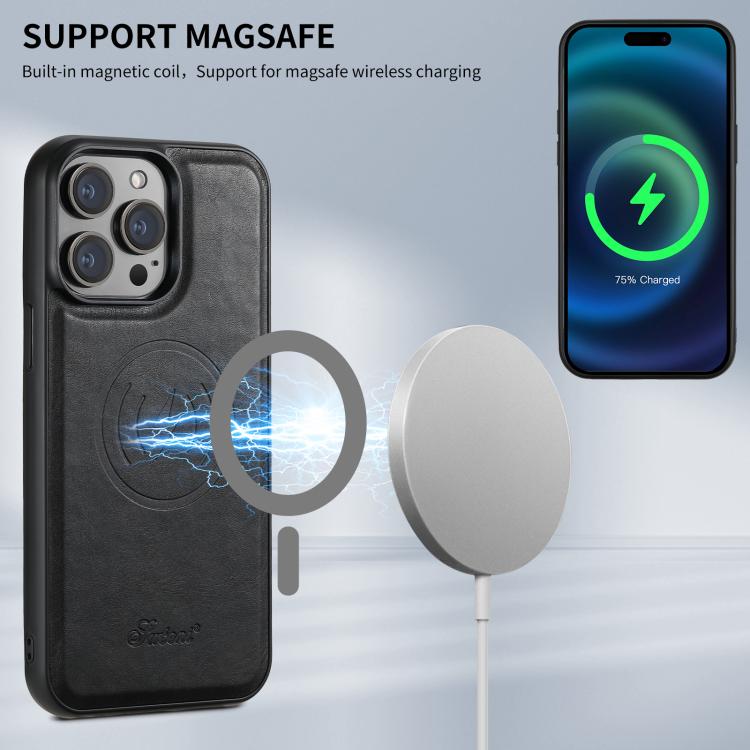 Suteni H17 Oil Eax Leather MagSafe Detachable Wallet Phone Case, For iPhone 17e / 16e, For iPhone 17 Pro Max, For iPhone 17 Pro, For iPhone 17