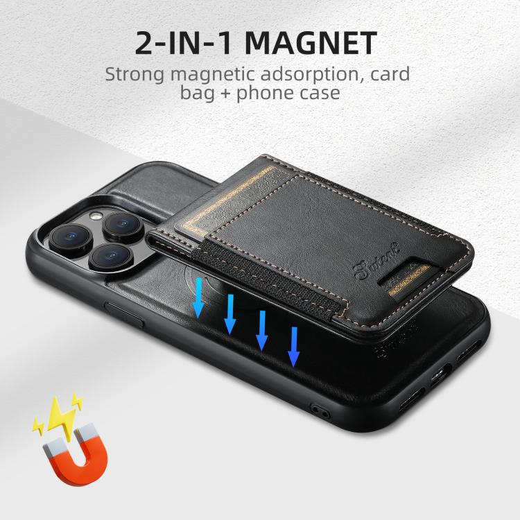 Suteni H17 Oil Eax Leather MagSafe Detachable Wallet Phone Case, For iPhone 17e / 16e, For iPhone 17 Pro Max, For iPhone 17 Pro, For iPhone 17