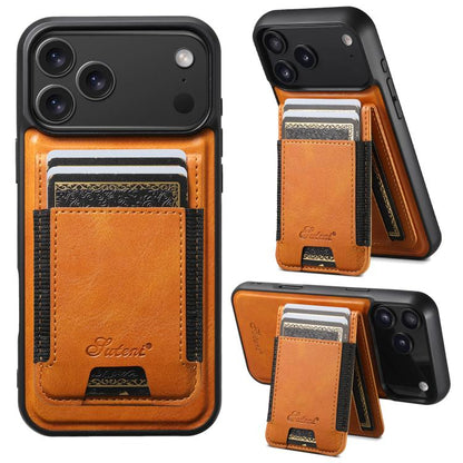 Suteni H17 Oil Eax Leather MagSafe Detachable Wallet Phone Case, For iPhone 18, For iPhone 18 Pro, For iPhone 18 Pro Max, For iPhone 17 Pro Max
