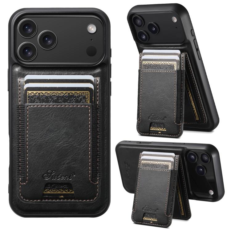 Suteni H17 Oil Eax Leather MagSafe Detachable Wallet Phone Case, For iPhone 17 Pro, For iPhone 17, For iPhone Air, For iPhone 16 Pro Max