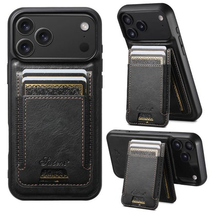 Suteni H17 Oil Eax Leather MagSafe Detachable Wallet Phone Case, For iPhone 17 Pro, For iPhone 17, For iPhone Air, For iPhone 16 Pro Max