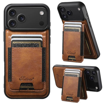 Suteni H17 Oil Eax Leather MagSafe Detachable Wallet Phone Case, For iPhone 17 Pro, For iPhone 17, For iPhone Air, For iPhone 16 Pro Max