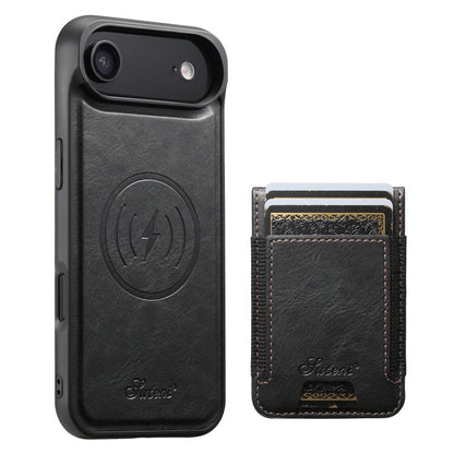 Suteni H17 Oil Eax Leather MagSafe Detachable Wallet Phone Case, For iPhone Air, For iPhone 16 Pro Max, For iPhone 16 Pro, For iPhone 16 Plus