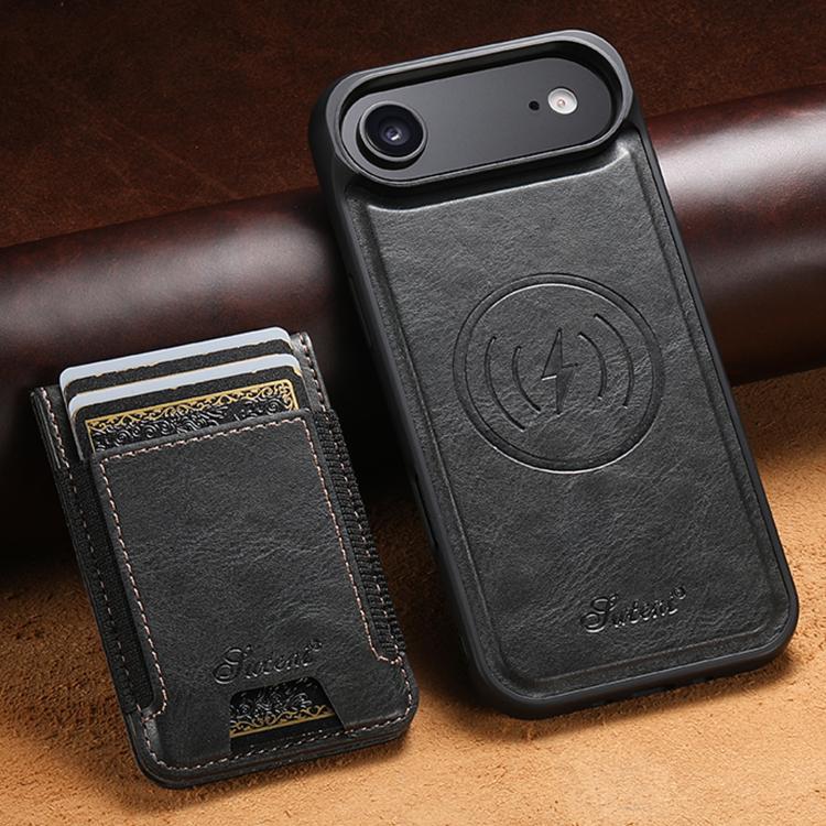 Suteni H17 Oil Eax Leather MagSafe Detachable Wallet Phone Case, For iPhone Air, For iPhone 16 Pro Max, For iPhone 16 Pro, For iPhone 16 Plus