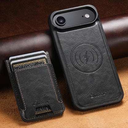 Suteni H17 Oil Eax Leather MagSafe Detachable Wallet Phone Case, For iPhone Air, For iPhone 16 Pro Max, For iPhone 16 Pro, For iPhone 16 Plus