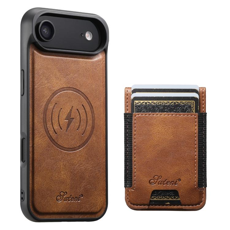 Suteni H17 Oil Eax Leather MagSafe Detachable Wallet Phone Case, For iPhone 17 Pro, For iPhone 17, For iPhone Air, For iPhone 16 Pro Max