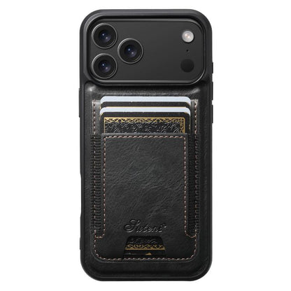Suteni H17 Oil Eax Leather MagSafe Detachable Wallet Phone Case, For iPhone 18, For iPhone 18 Pro, For iPhone 18 Pro Max, For iPhone 17 Pro Max