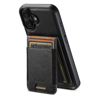 Suteni H17 Oil Eax Leather MagSafe Detachable Wallet Phone Case, For iPhone 18, For iPhone 18 Pro, For iPhone 18 Pro Max, For iPhone 17 Pro Max