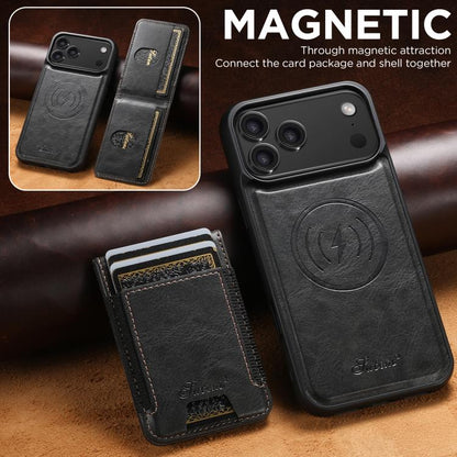 Suteni H17 Oil Eax Leather MagSafe Detachable Wallet Phone Case, For iPhone 18, For iPhone 18 Pro, For iPhone 18 Pro Max, For iPhone 17 Pro Max