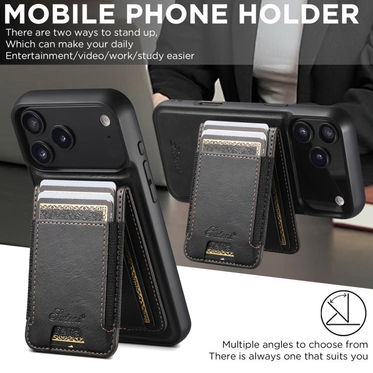 Suteni H17 Oil Eax Leather MagSafe Detachable Wallet Phone Case, For iPhone 18, For iPhone 18 Pro, For iPhone 18 Pro Max, For iPhone 17 Pro Max