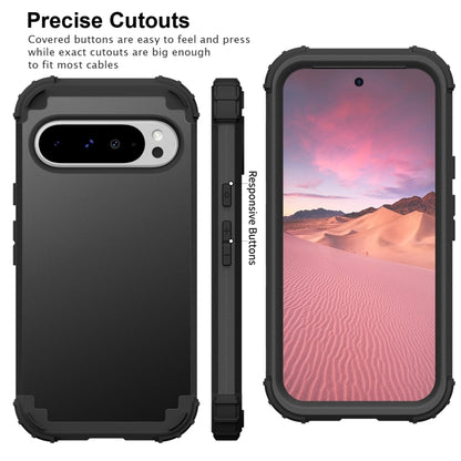 3 in 1 Silicone Hybrid PC Shockproof Phone Case, For Google Pixel 9 Pro XL, For Google Pixel 9 Pro, For Google Pixel 8a
