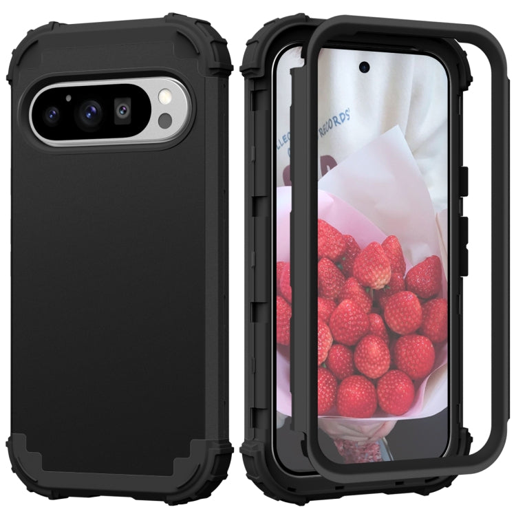 3 in 1 Silicone Hybrid PC Shockproof Phone Case, For Google Pixel 9 Pro XL, For Google Pixel 9 Pro, For Google Pixel 8a