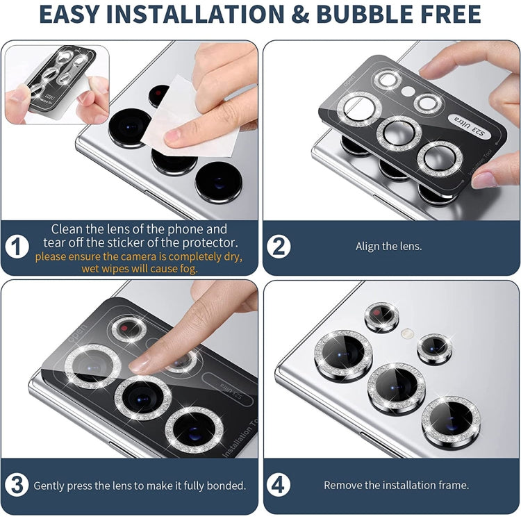 ENKAY Hat-Prince 9H Rear Camera Lens Glitter Aluminium Alloy Tempered Glass Film, For Samsung Galaxy S24 Ultra 5G, For Samsung Galaxy S24+ 5G, For Samsung Galaxy S24 5G